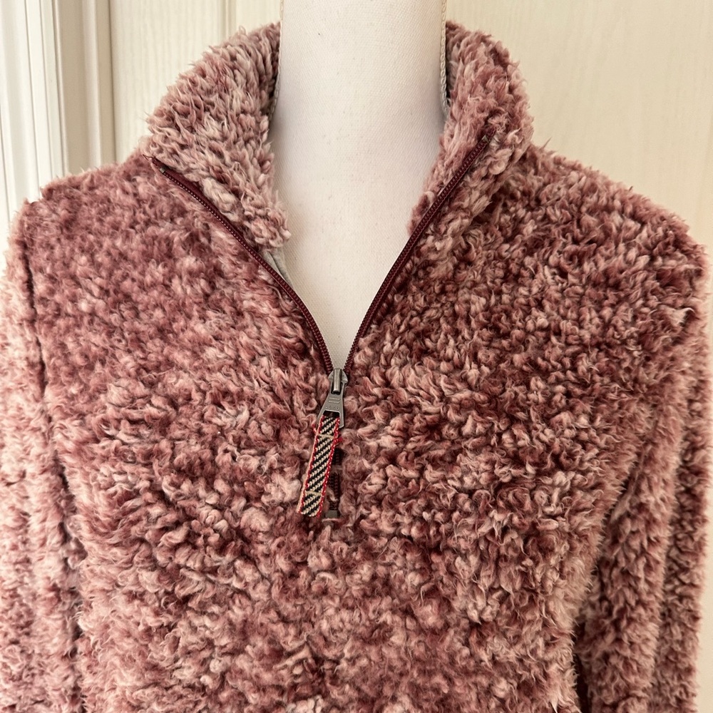 Weatherproof Vintage Ladies Frosty Tipped Sherpa 1/4 Zip Sweater Red, Sz S/CH - Picture 2 of 14